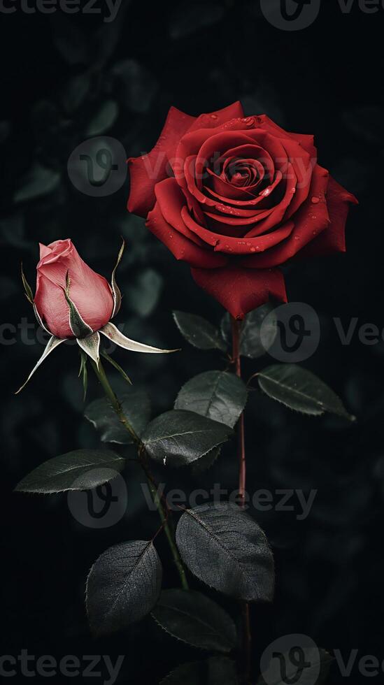 AI generated two roses are shown in front of each other photo