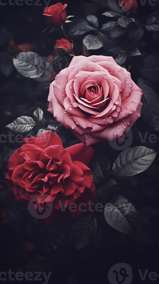 AI generated two roses are shown in front of each other photo