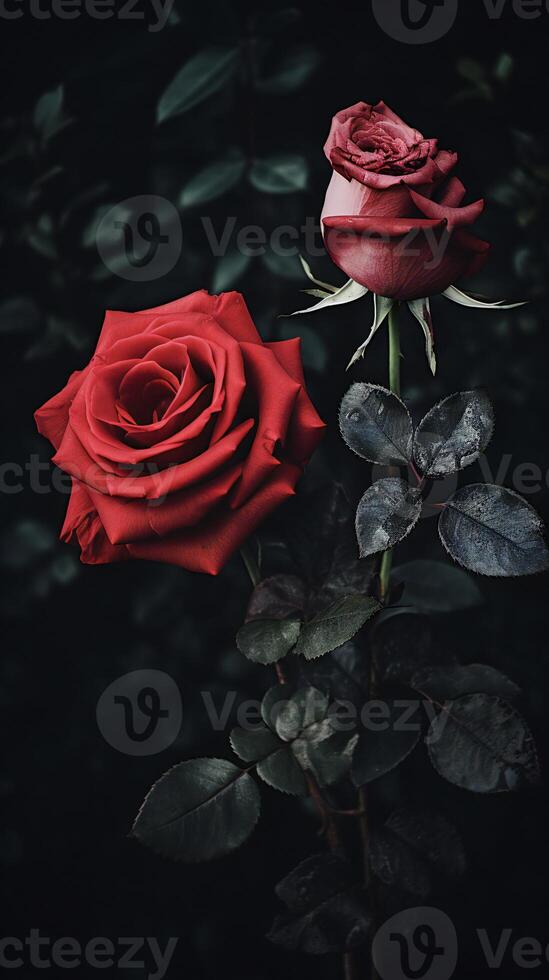 AI generated two roses are shown in front of each other photo