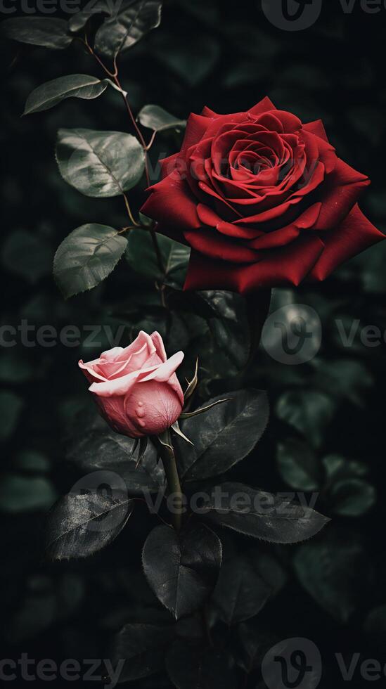 AI generated two roses are shown in front of each other photo