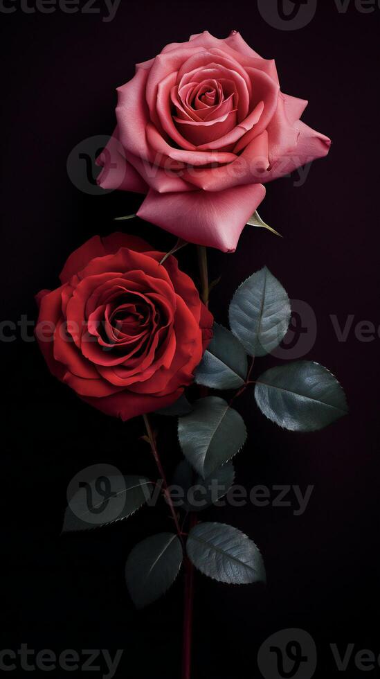 AI generated two roses are shown in front of each other photo
