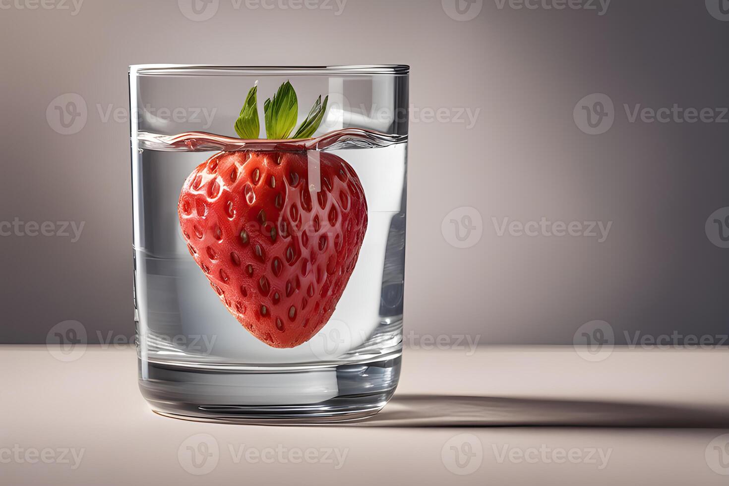 AI generated Strawberry Floating in a Glass of Water by AI Generative photo