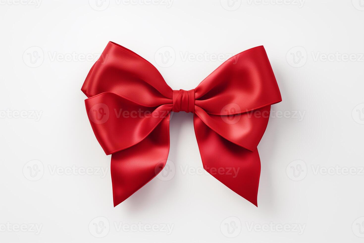 AI generated red satin bow on a white or isolated background photo