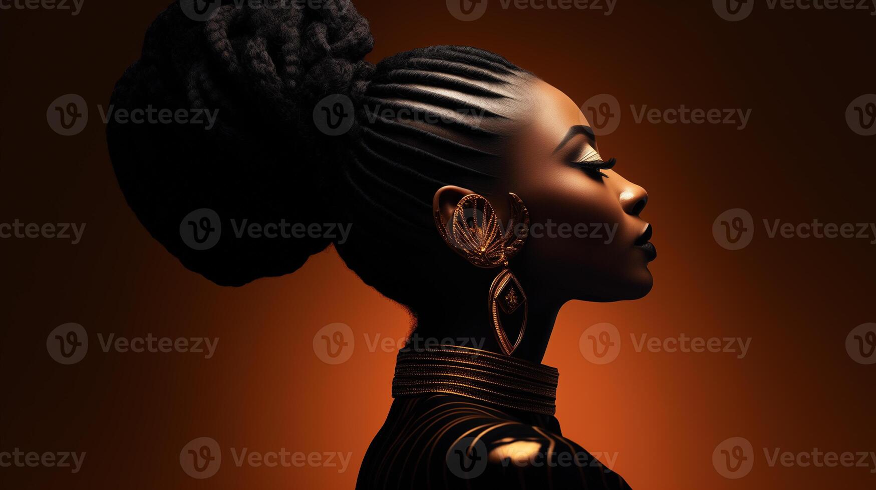 AI generated Profile of a black woman with an African national hairstyle photo