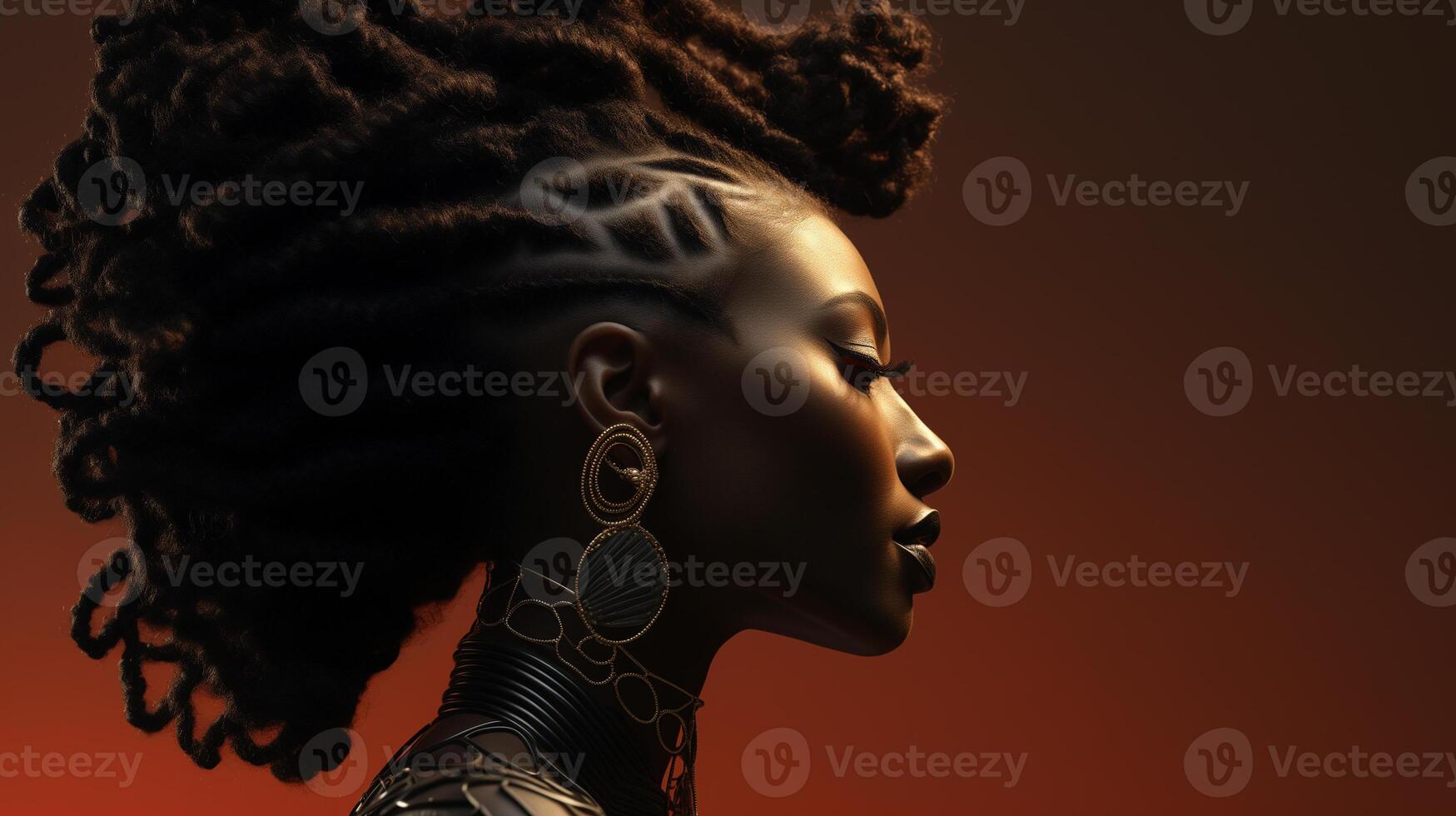 AI generated Profile of a black woman with an African national hairstyle photo