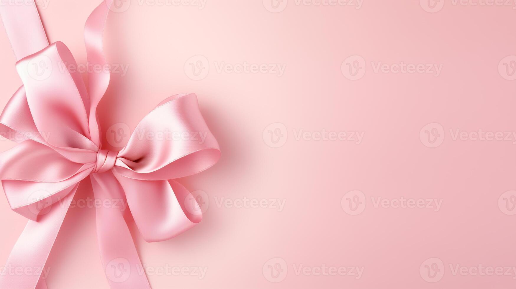 AI generated pale pink background with pink ribbon with place for text photo