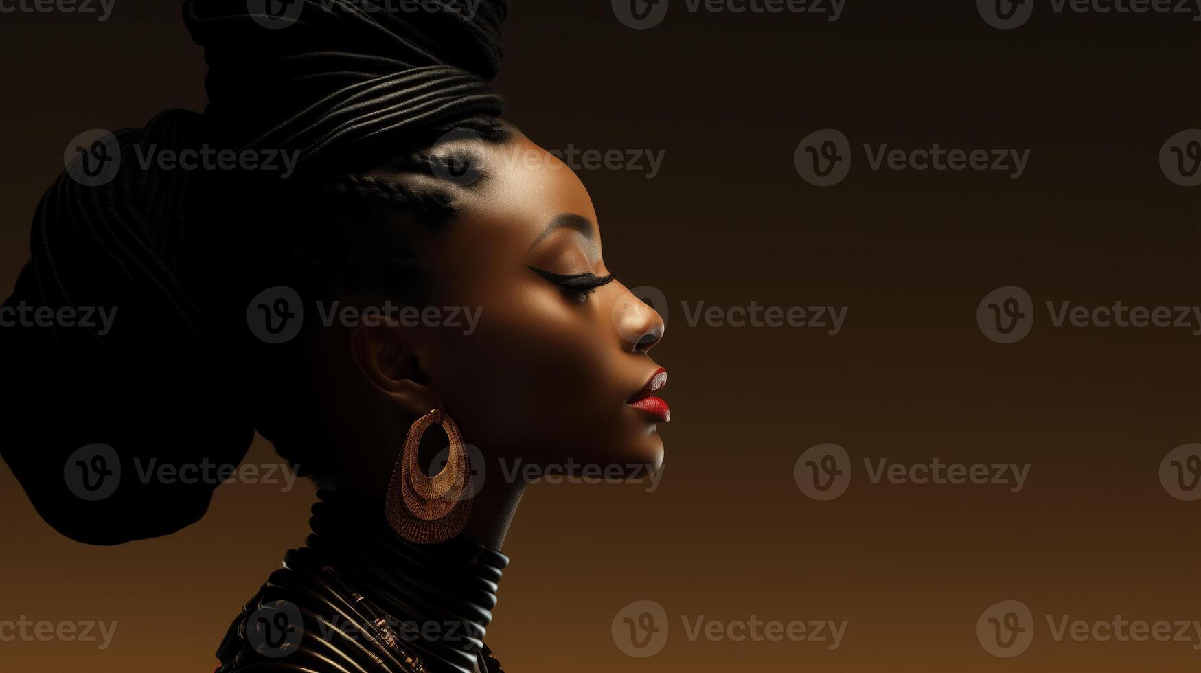 AI generated Profile of a black woman with an African national hairstyle photo