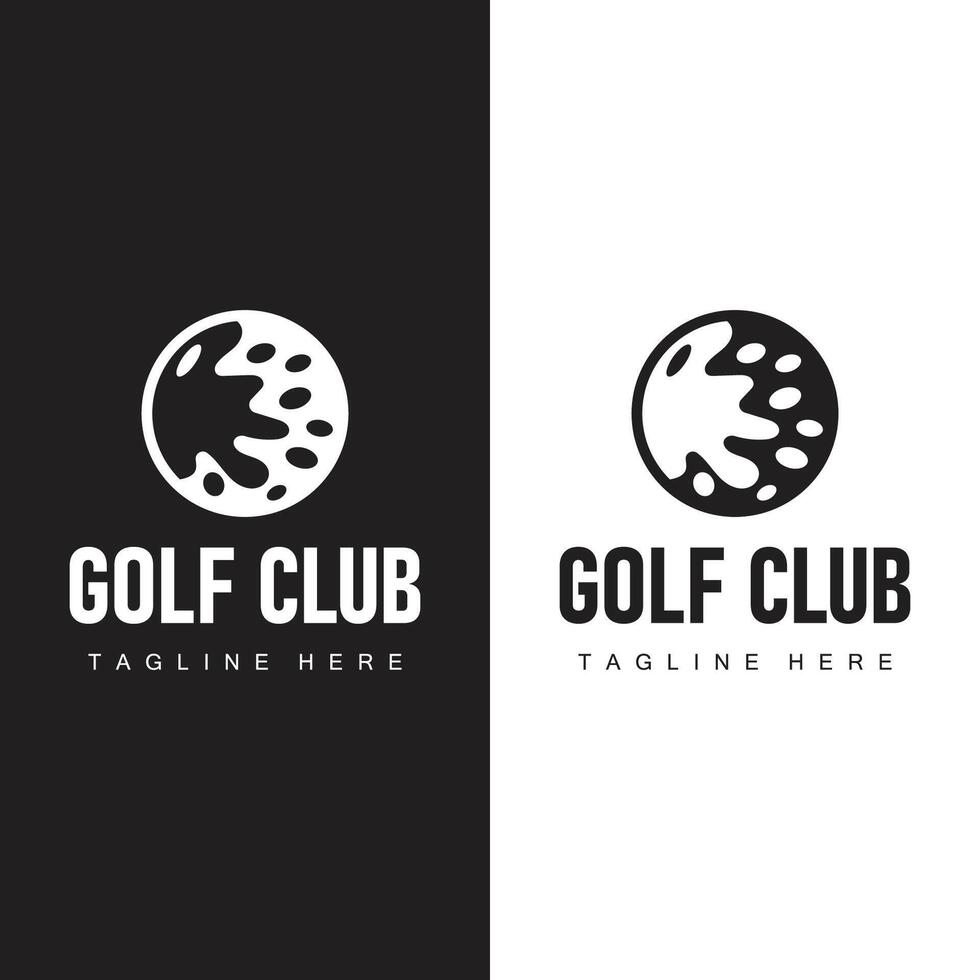 Golf club logo design and outdoor sport vector golf stick and ball template illustration