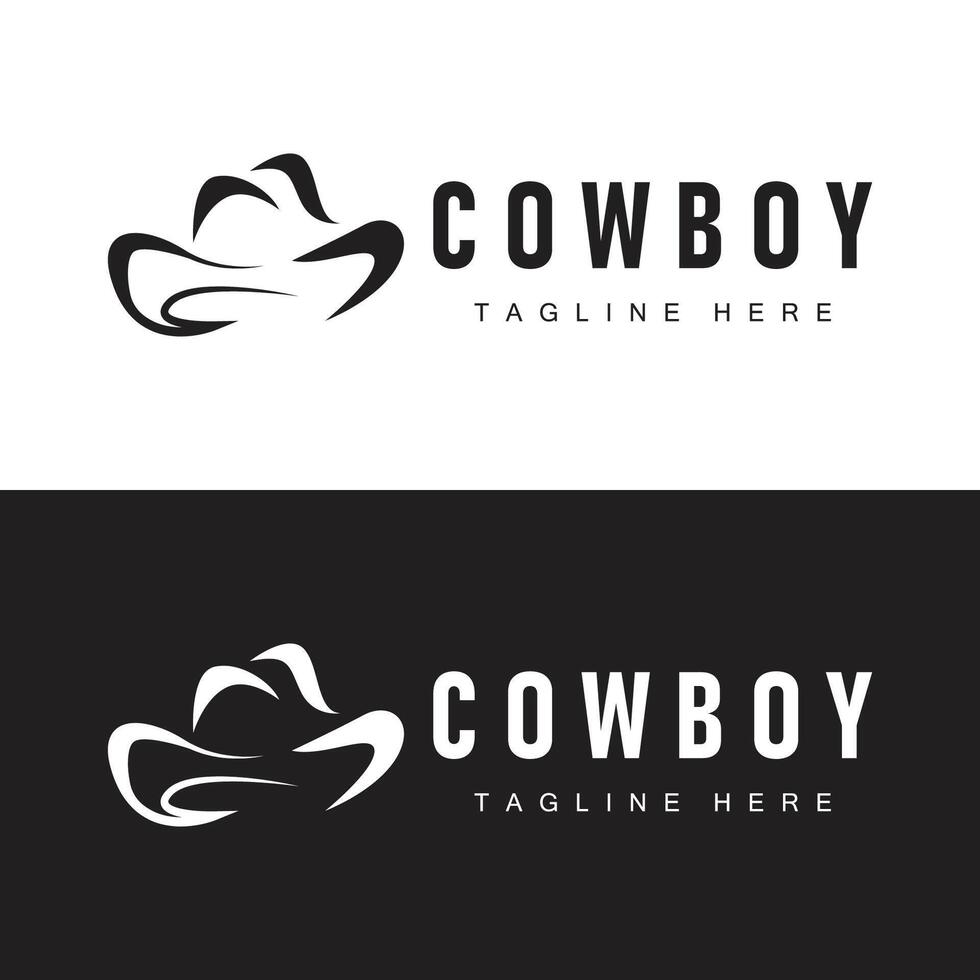 Cowboy hat logo vector hat illustration line texas rodeo cowboy template design