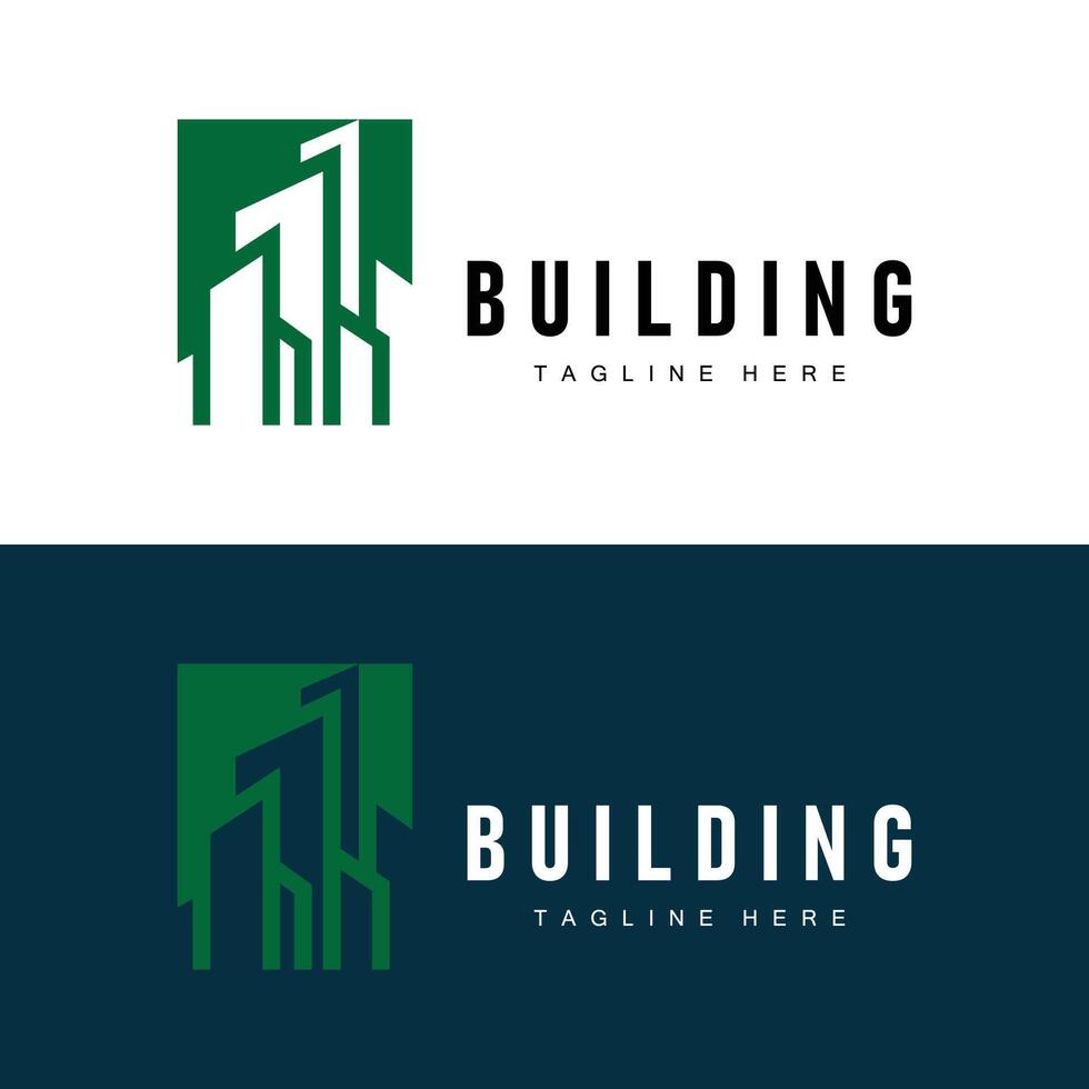 Modern City Building Logo Design, Luxurious and Simple Urban Architecture vector