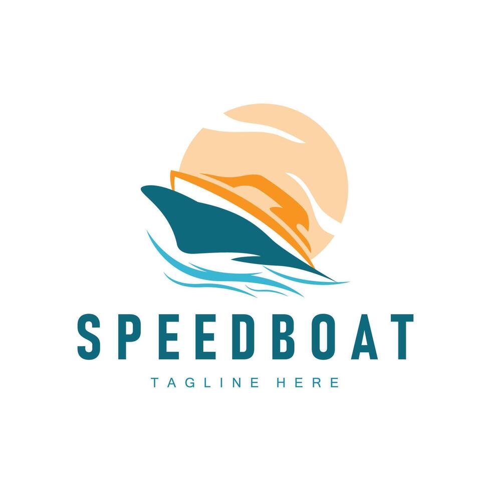 Speed boat logo design, illustration of a sports boat template, simple modern fast boat brand vector