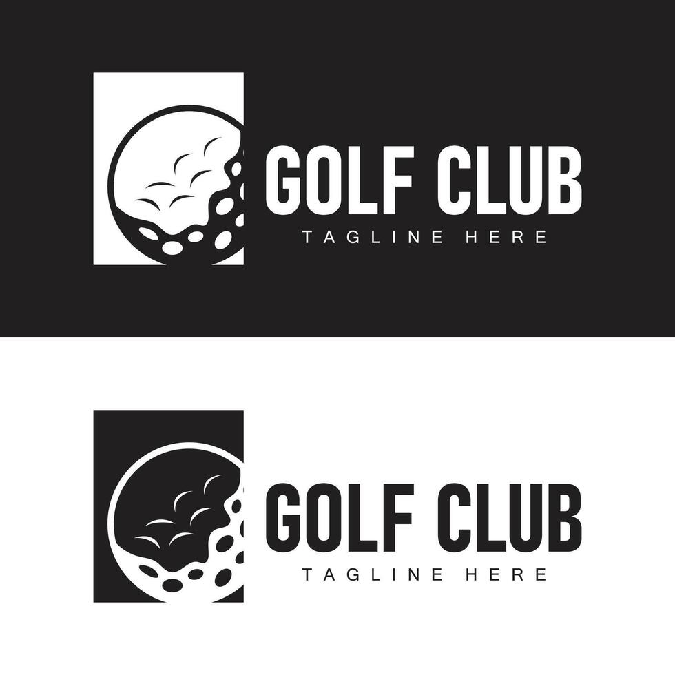 Golf club logo design and outdoor sport vector golf stick and ball template illustration