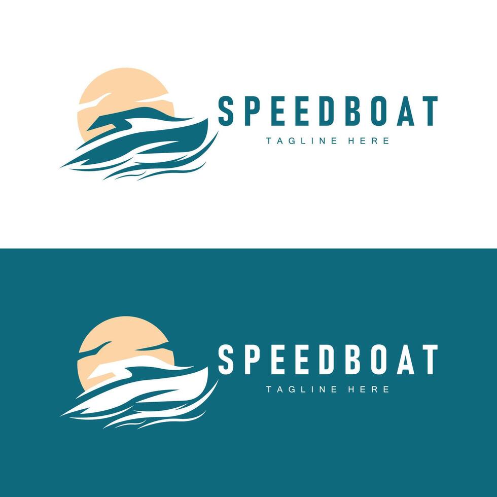 Speed boat logo design, illustration of a sports boat template, simple modern fast boat brand vector