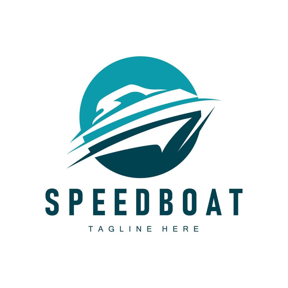 Speed boat logo design, illustration of a sports boat template, simple modern fast boat brand vector