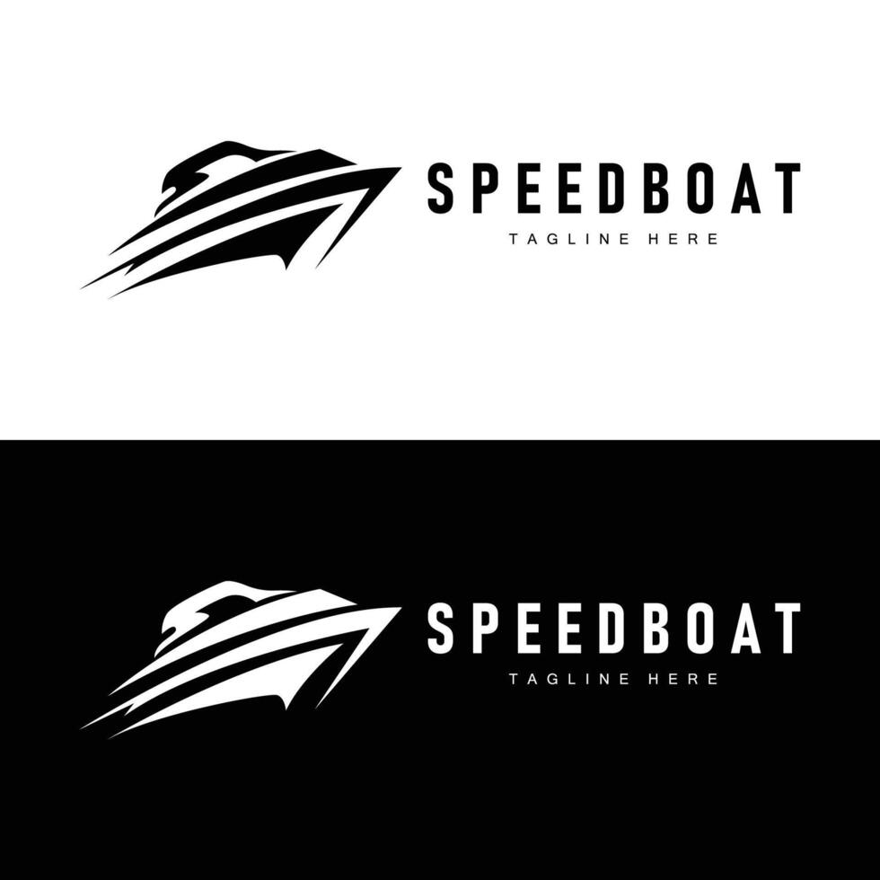 Speed boat logo design, illustration of a sports boat template, simple modern fast boat brand vector