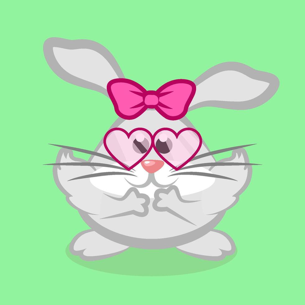 Cute rabbit with a heart. Cartoon Easter or Valentine bunny in vector