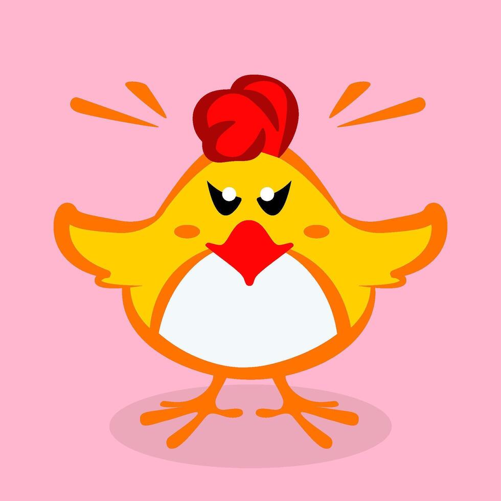 The cartoon Angry Chicken. Vector image.
