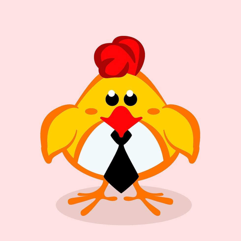 Funny chick in a tie. Cartoon Baby chick. vector