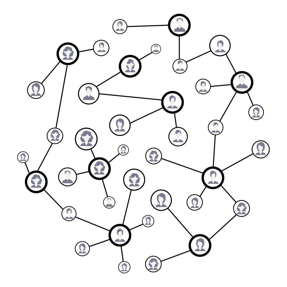 Online wireframe networking contact, global cloud gathering, friendship socialization, technology community connection. Vector black white social web, illustration profile contact