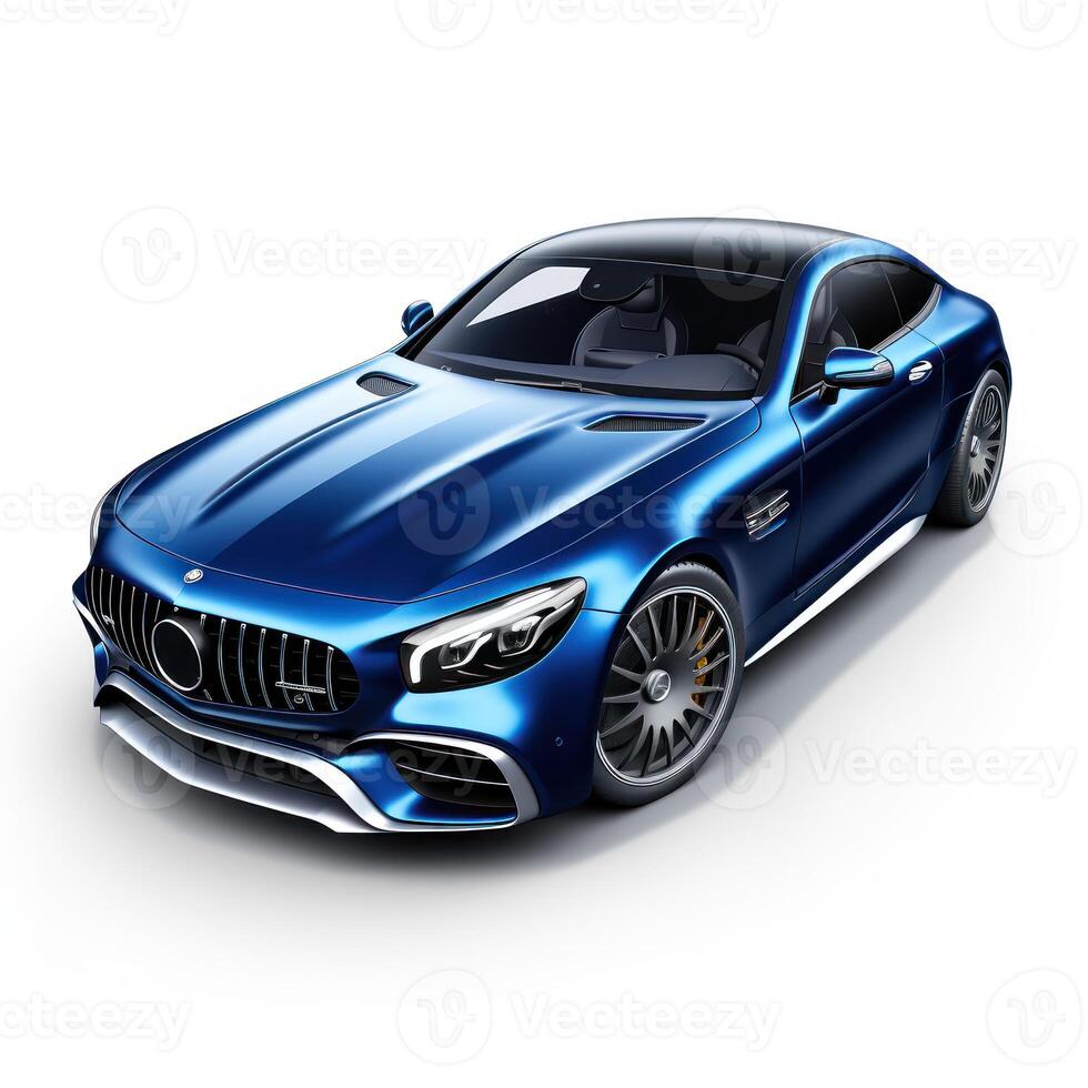 AI generated Modern city car on a white background with a shadow on the ground. photo