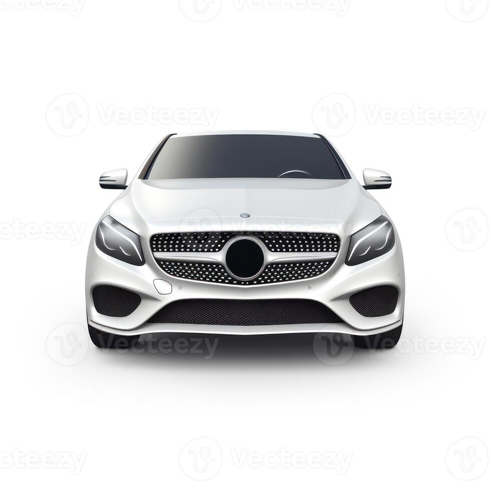 AI generated Modern city car on a white background with a shadow on the ground. photo