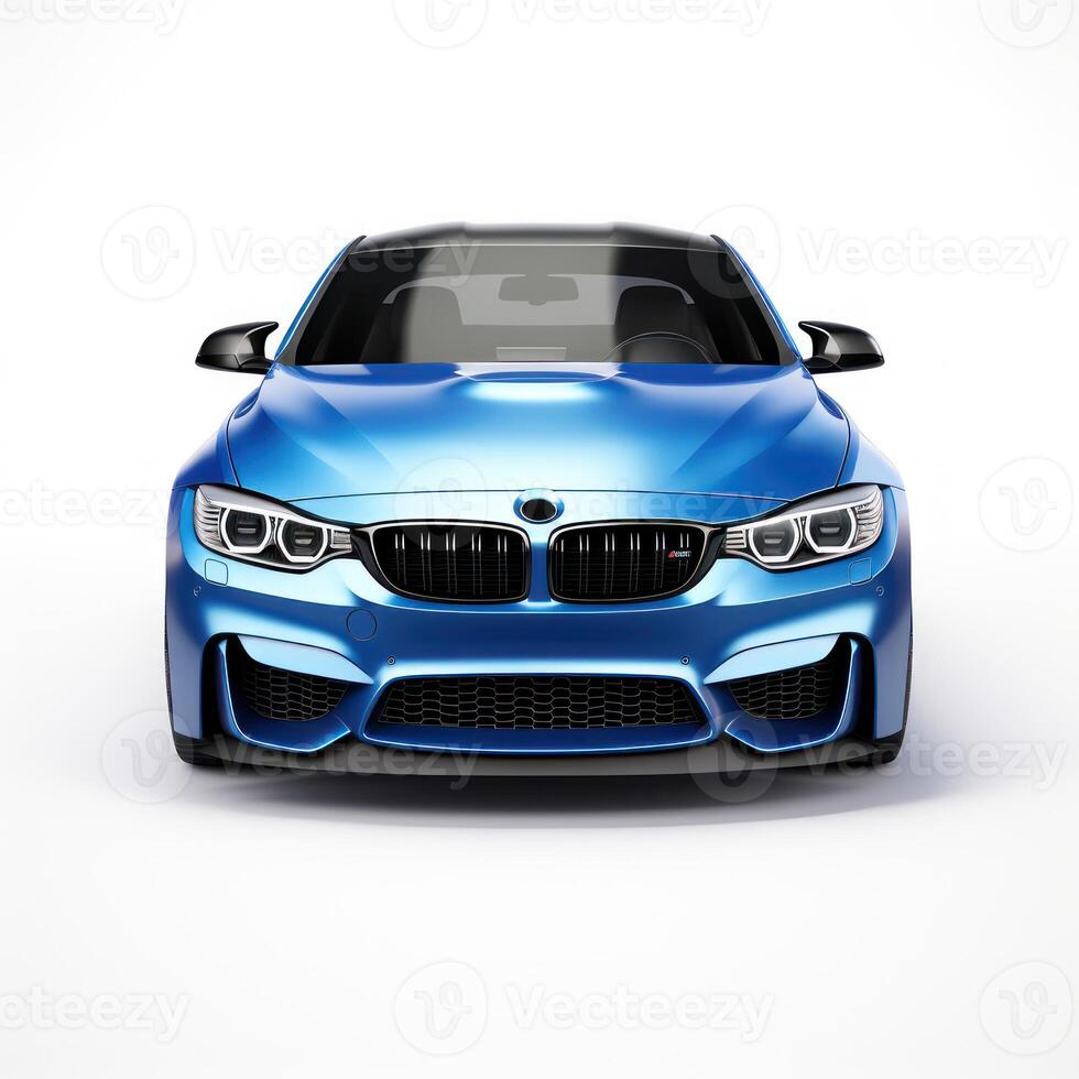 AI generated Modern city car on a white background with a shadow on the ground. photo