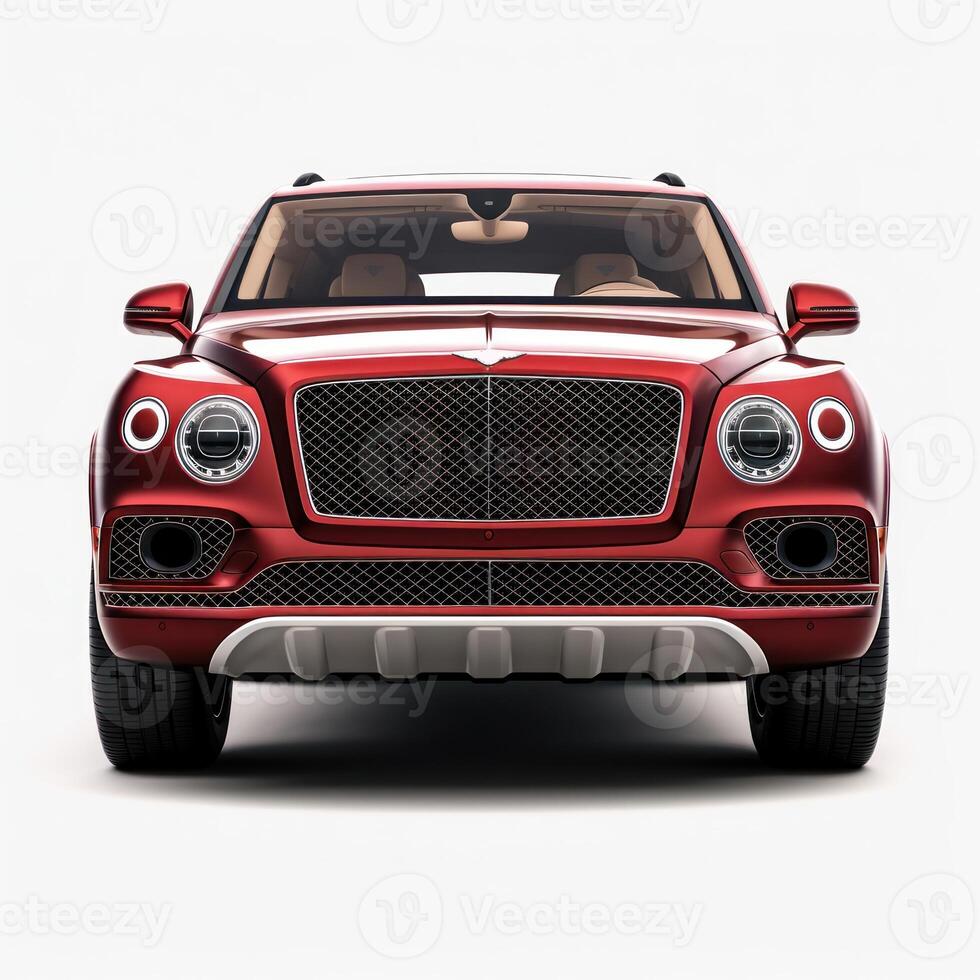 AI generated Modern city car on a white background with a shadow on the ground. photo