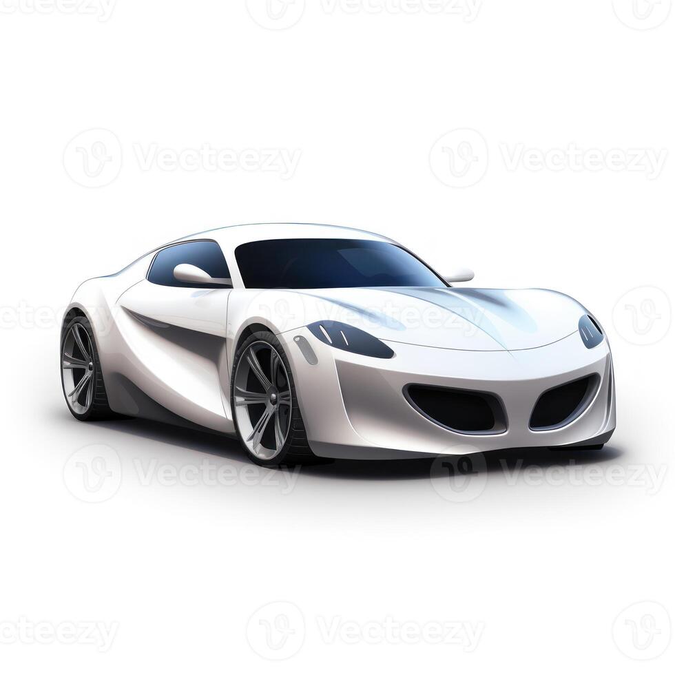 AI generated Modern city car on a white background with a shadow on the ground. photo