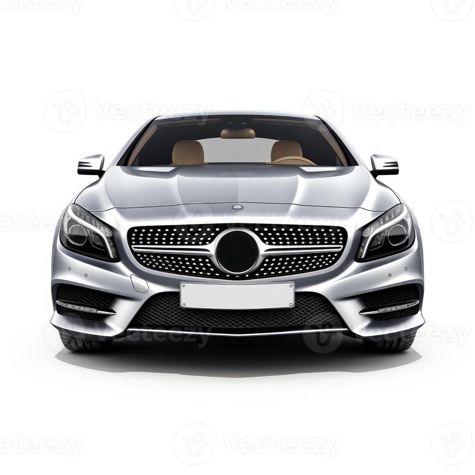 AI generated Modern city car on a white background with a shadow on the ground. photo