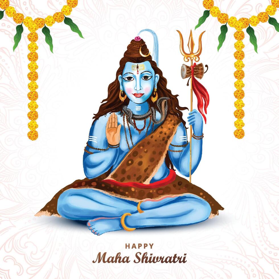 Happy maha shivratri indian traditional festival celebration card background vector