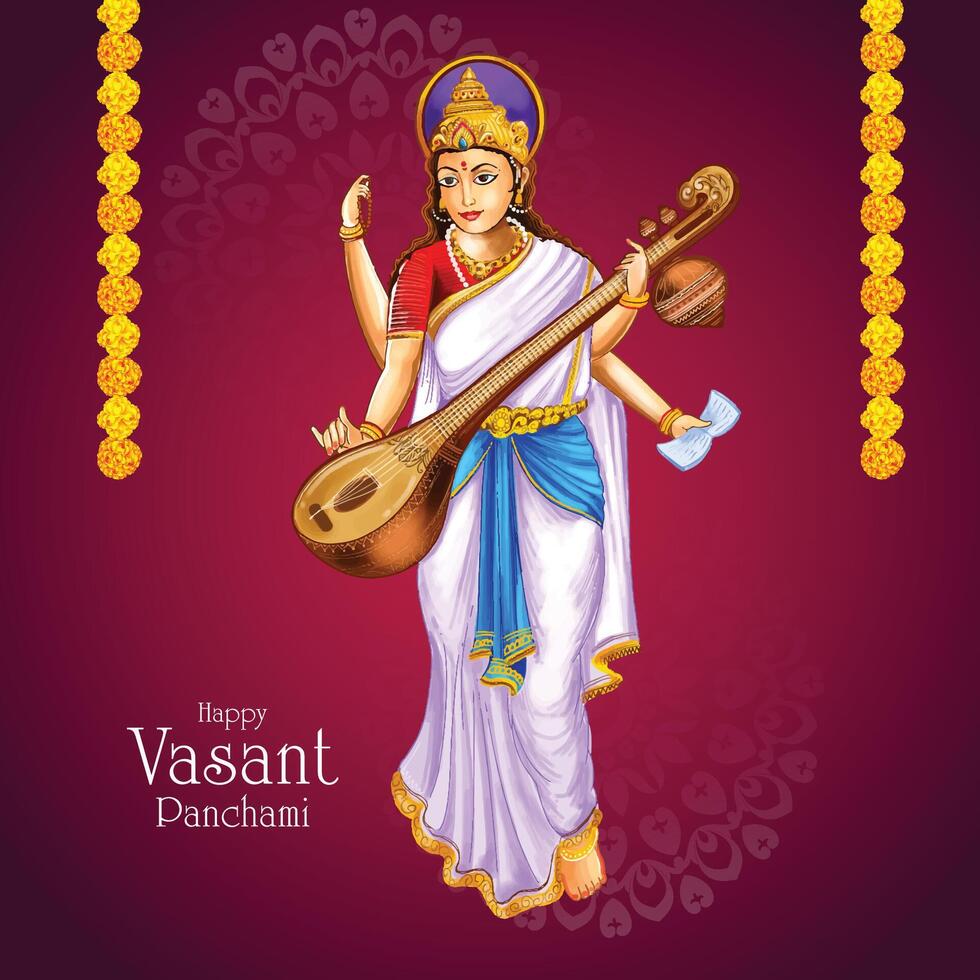 Beautiful vasant panchami indian traditional festival card background vector