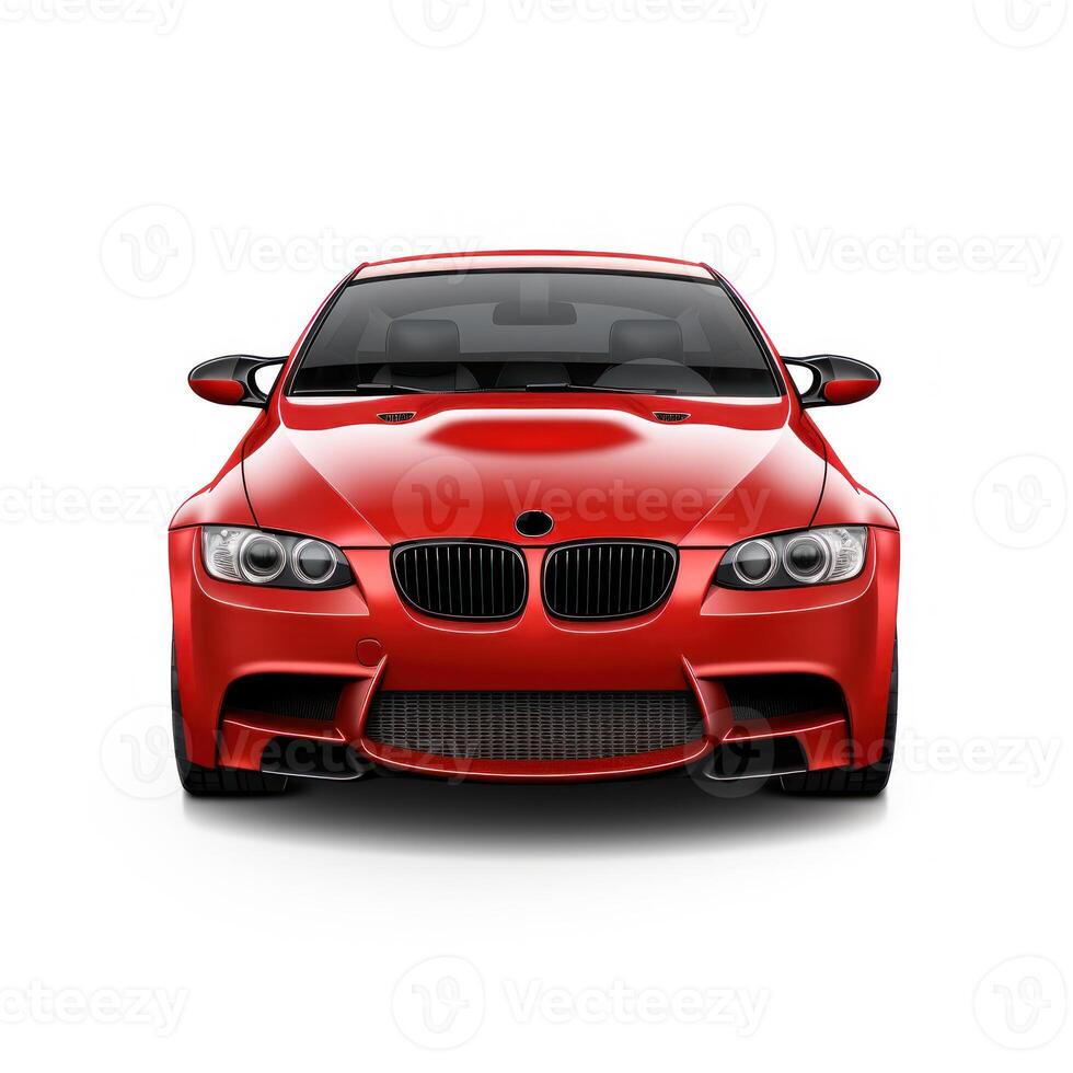 AI generated Modern city car on a white background with a shadow on the ground. photo