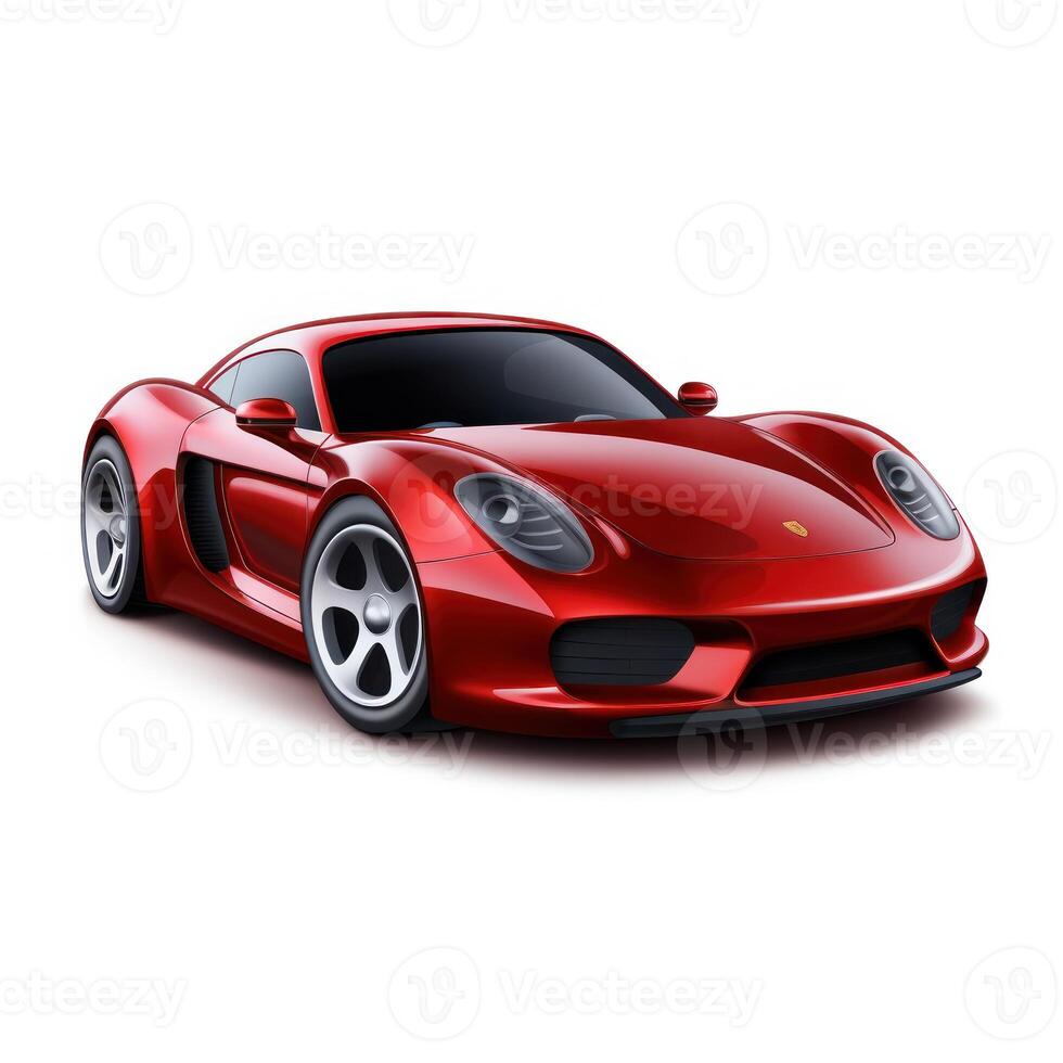AI generated Modern city car on a white background with a shadow on the ground. photo