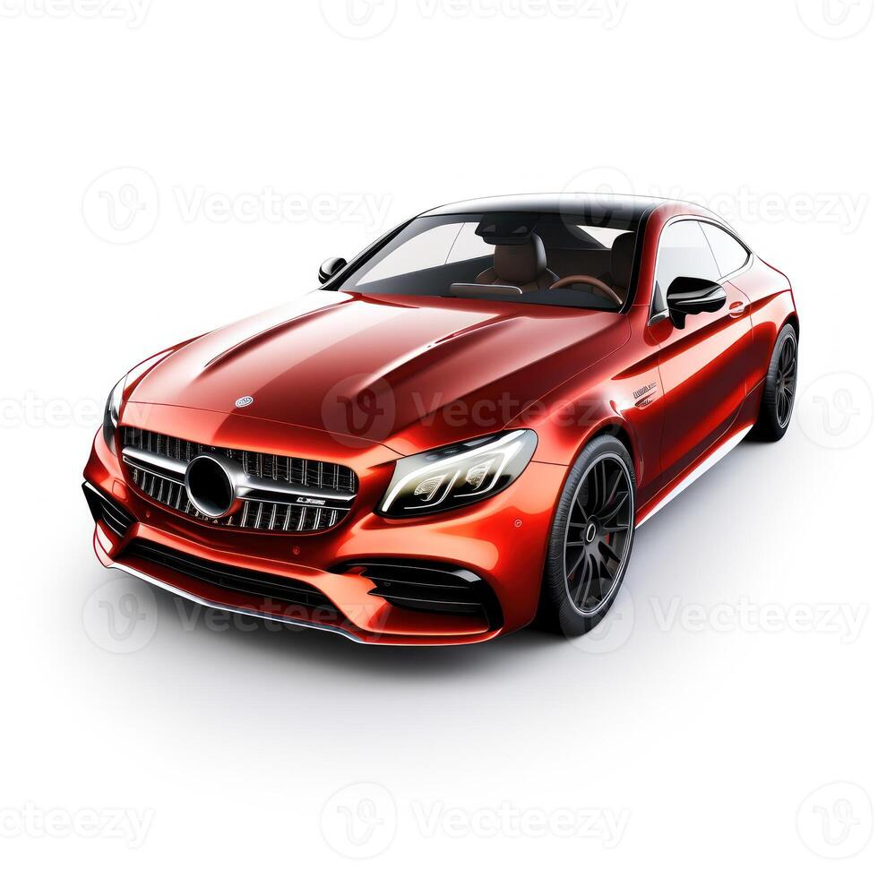 AI generated Modern city car on a white background with a shadow on the ground. photo