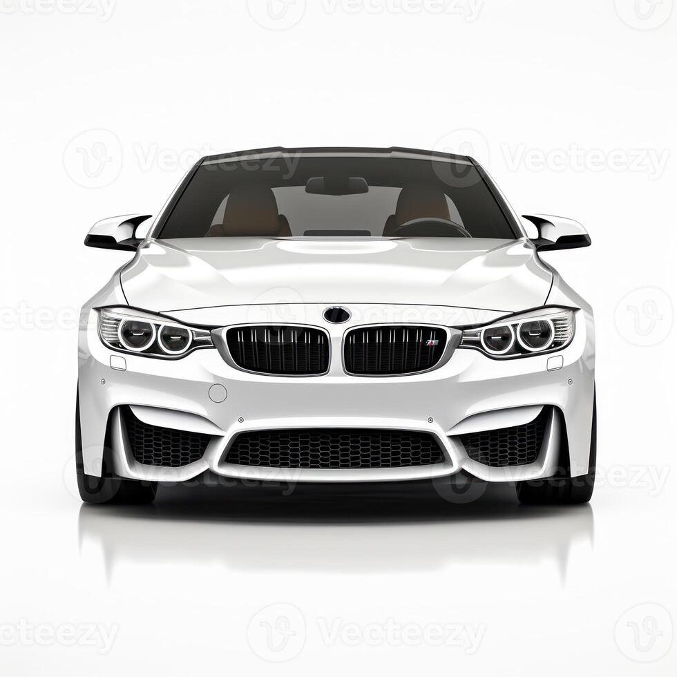AI generated Modern city car on a white background with a shadow on the ground. photo