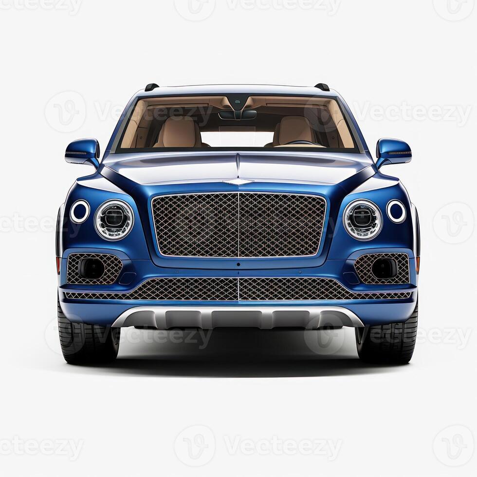 AI generated Modern city car on a white background with a shadow on the ground. photo