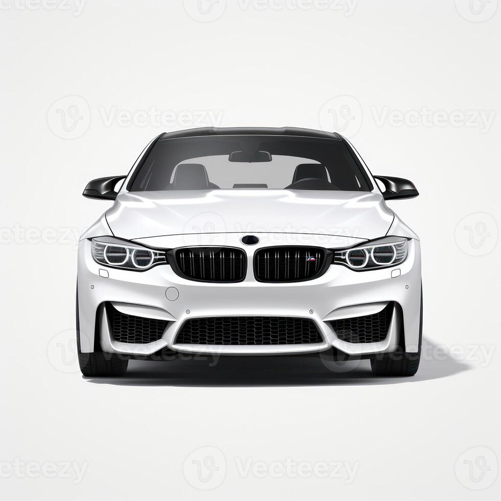 AI generated Modern city car on a white background with a shadow on the ground. photo