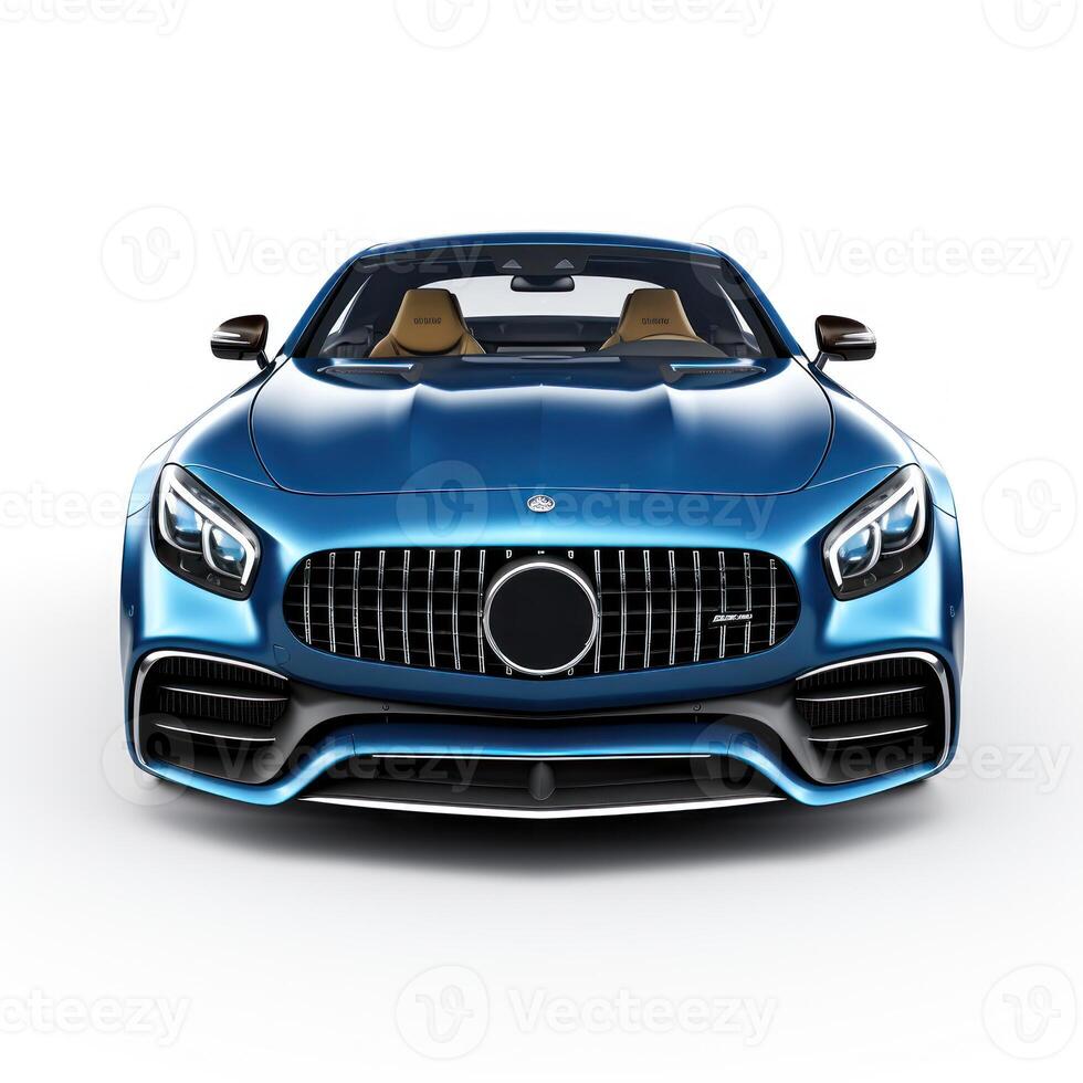 AI generated Modern city car on a white background with a shadow on the ground. photo