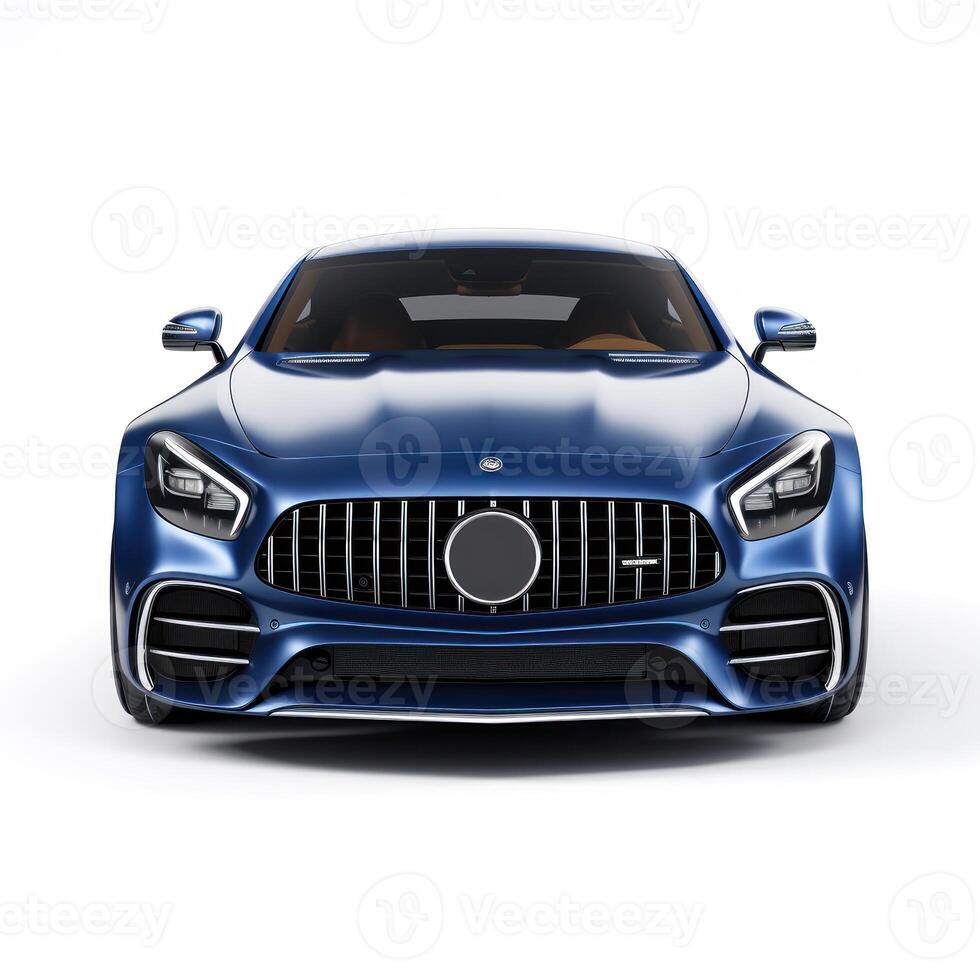 AI generated Modern city car on a white background with a shadow on the ground. photo