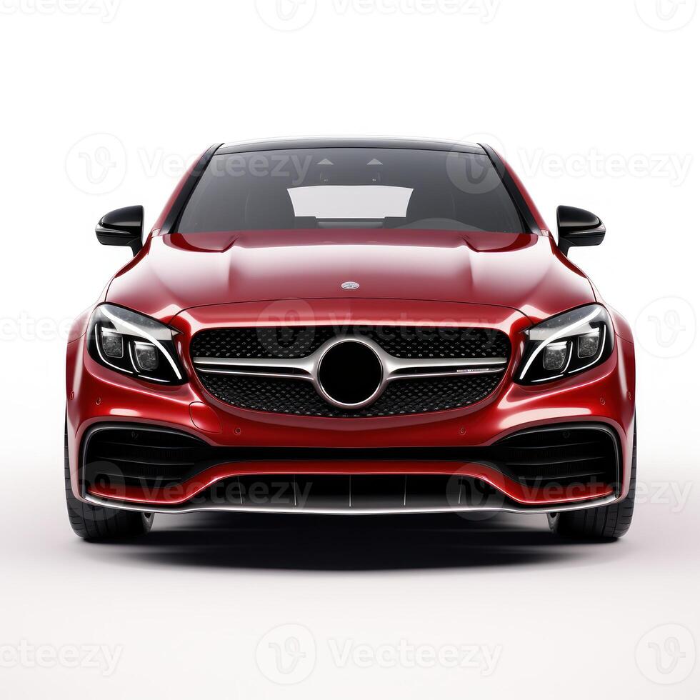 AI generated Modern city car on a white background with a shadow on the ground. photo