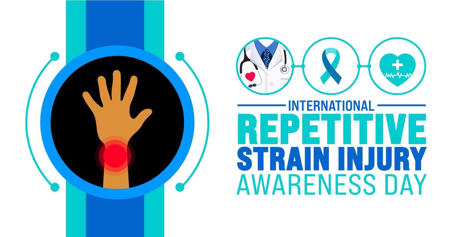 February is international Repetitive Strain Injury Awareness Day background template. Holiday concept. background, banner, placard, card, and poster design template with text inscription vector