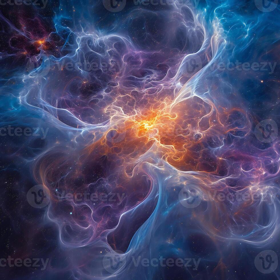 AI generated the star cluster in the center of this image is surrounded by a blue and purple cloud photo