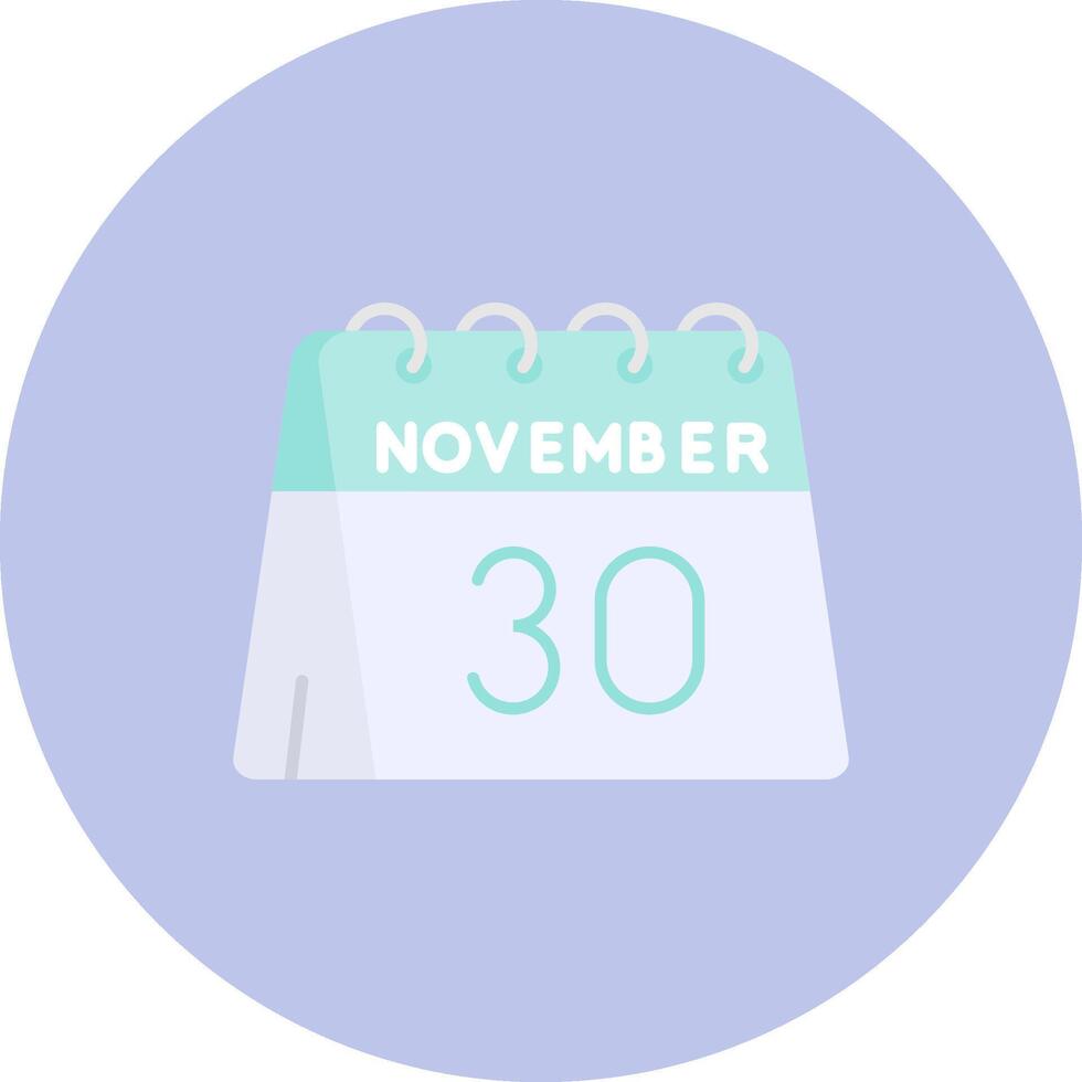 30th of November Flat Circle Icon vector