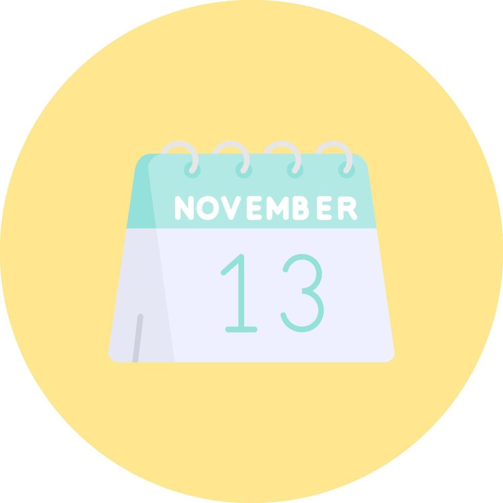 13th of November Flat Circle Icon vector