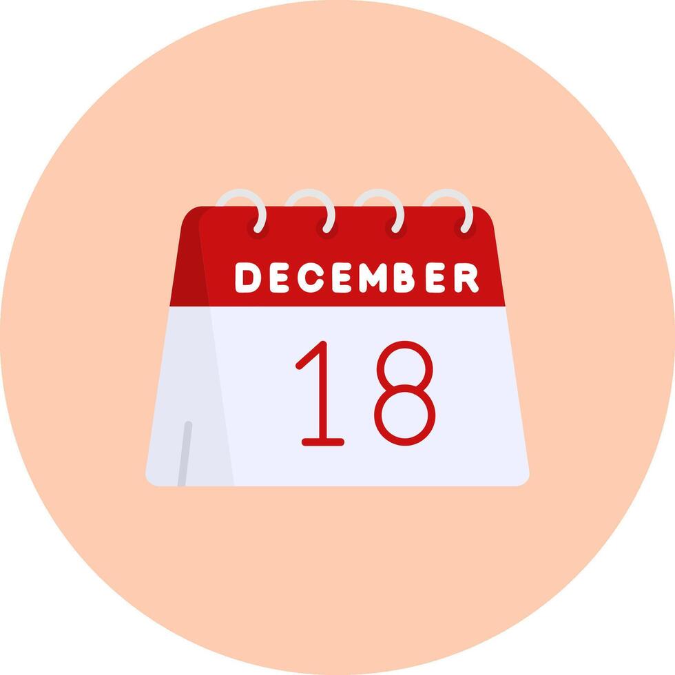 18th of December Flat Circle Icon vector