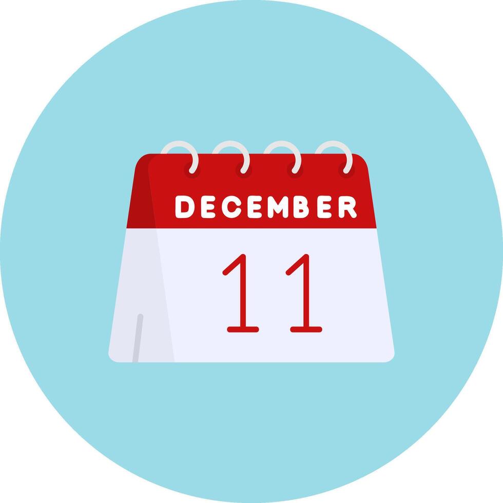 11th of December Flat Circle Icon vector