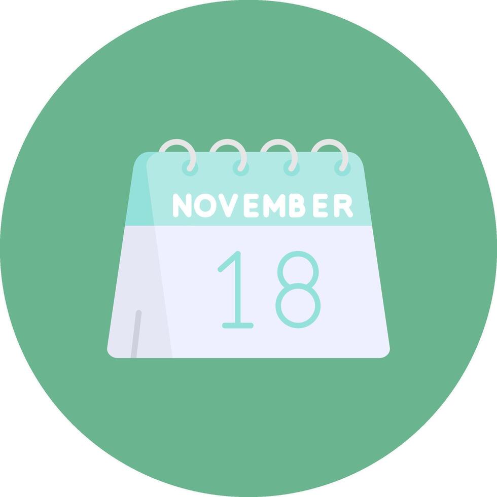 18th of November Flat Circle Icon vector