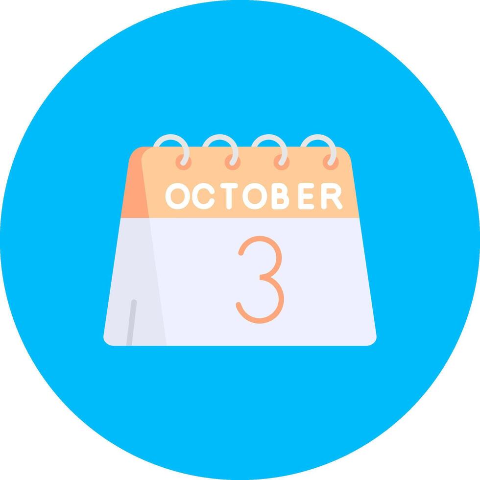 3rd of October Flat Circle Icon vector