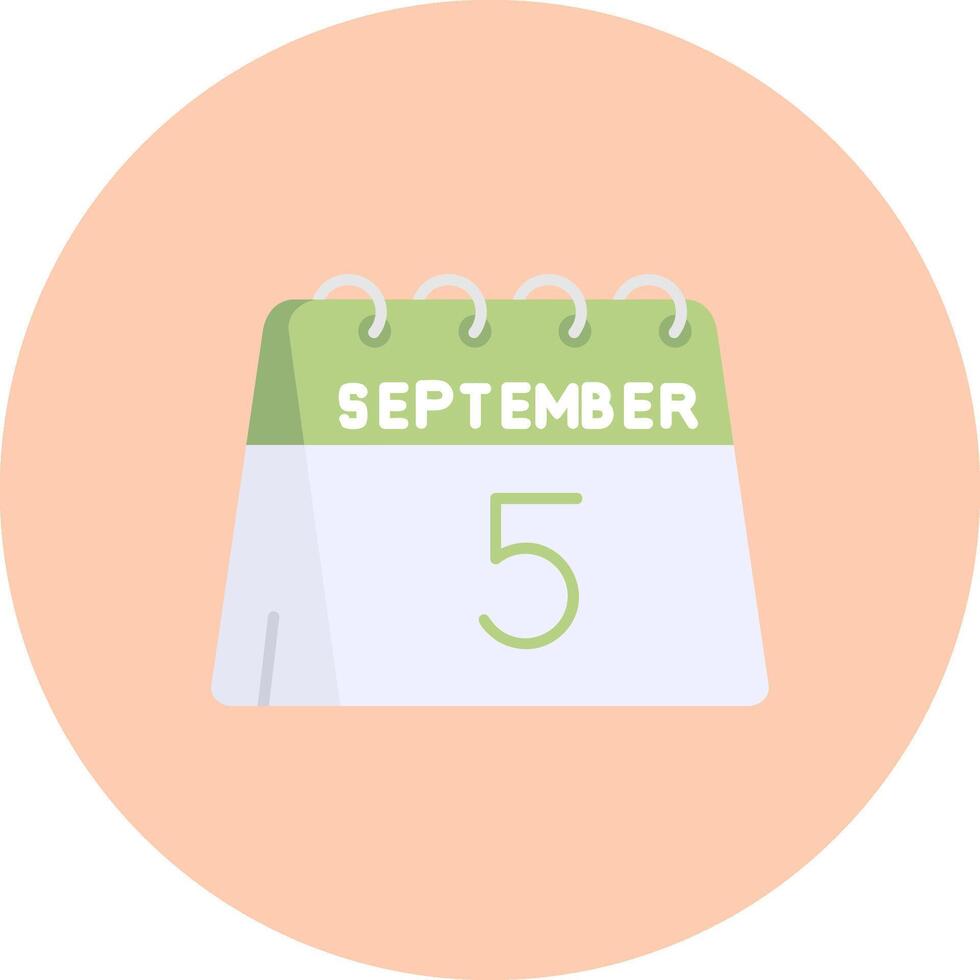 5th of September Flat Circle Icon vector