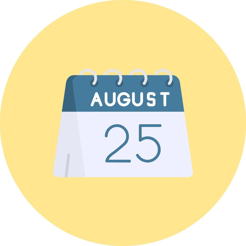 25th of August Flat Circle Icon vector